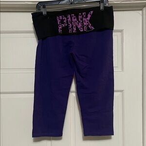 Purple and Black VS PINK Fold Over Waistband Leggings